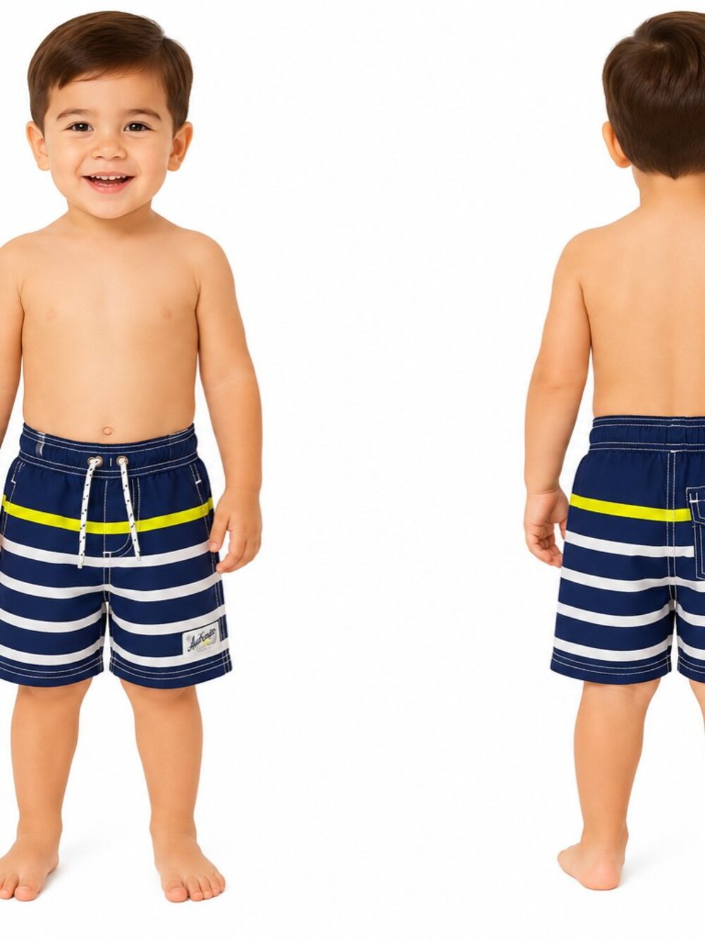 CARTER'S BRAND Little Boy Striped Navy/Yellow/White Swim Trunks - 2T